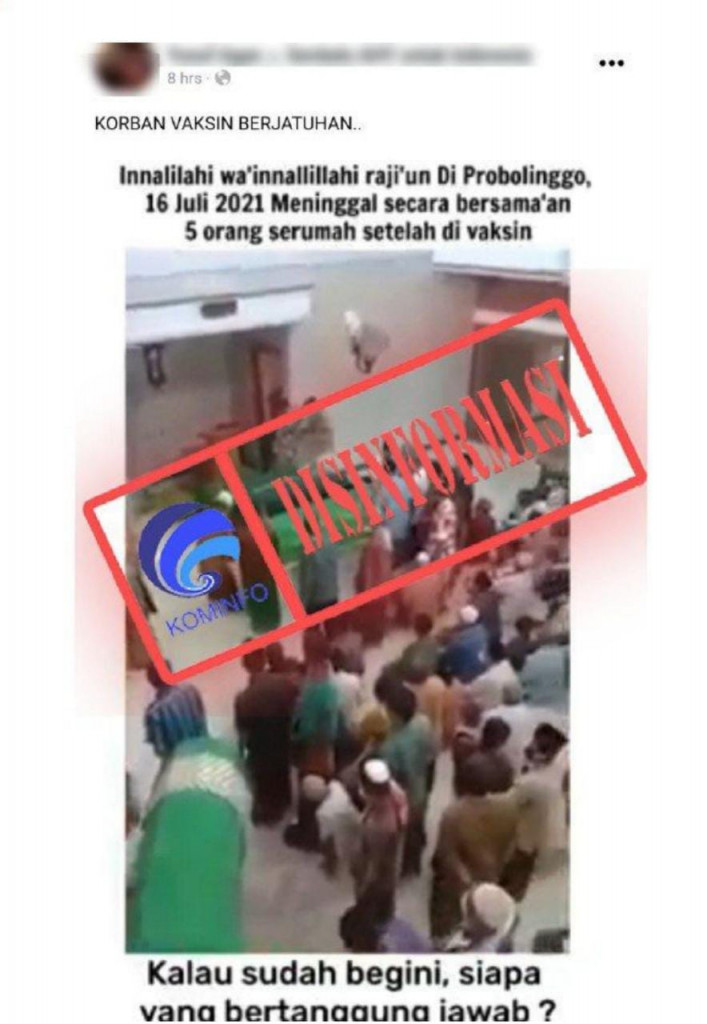 [DISINFORMASI] 5 Orang dalam Satu Rumah Meninggal Serentak Usai Divaksin Covid-19